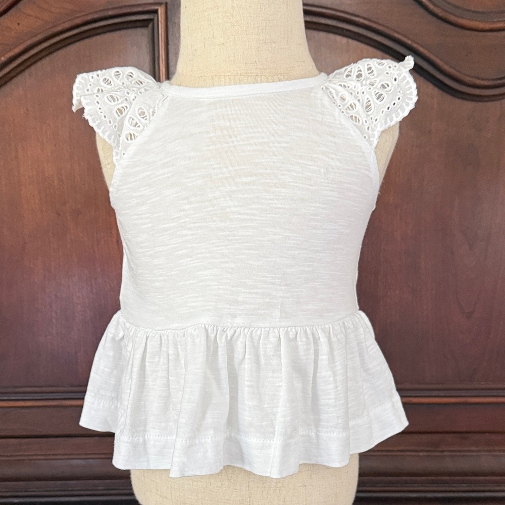 Mayoral White Peplum Top Eyelet Flutter Sleeve Girls Summer Boutique